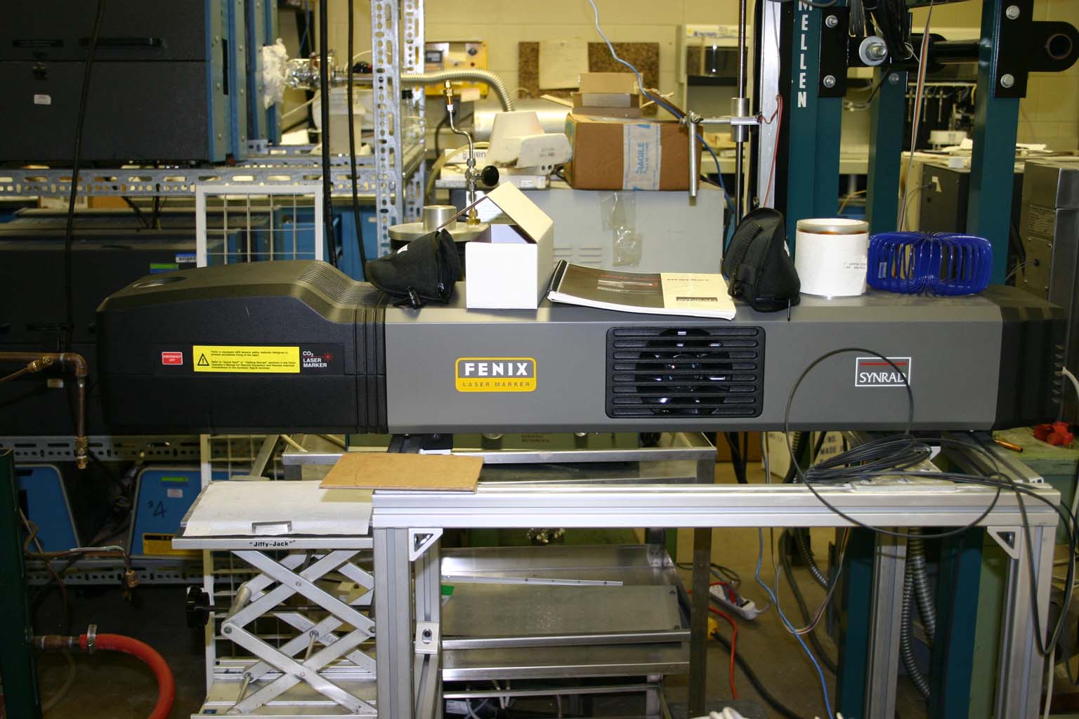 Synrad marking laser used for heating of combinatorial library elements