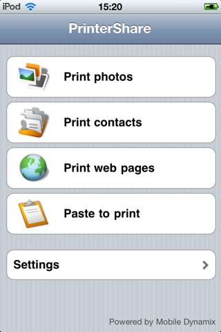 printer share menu
